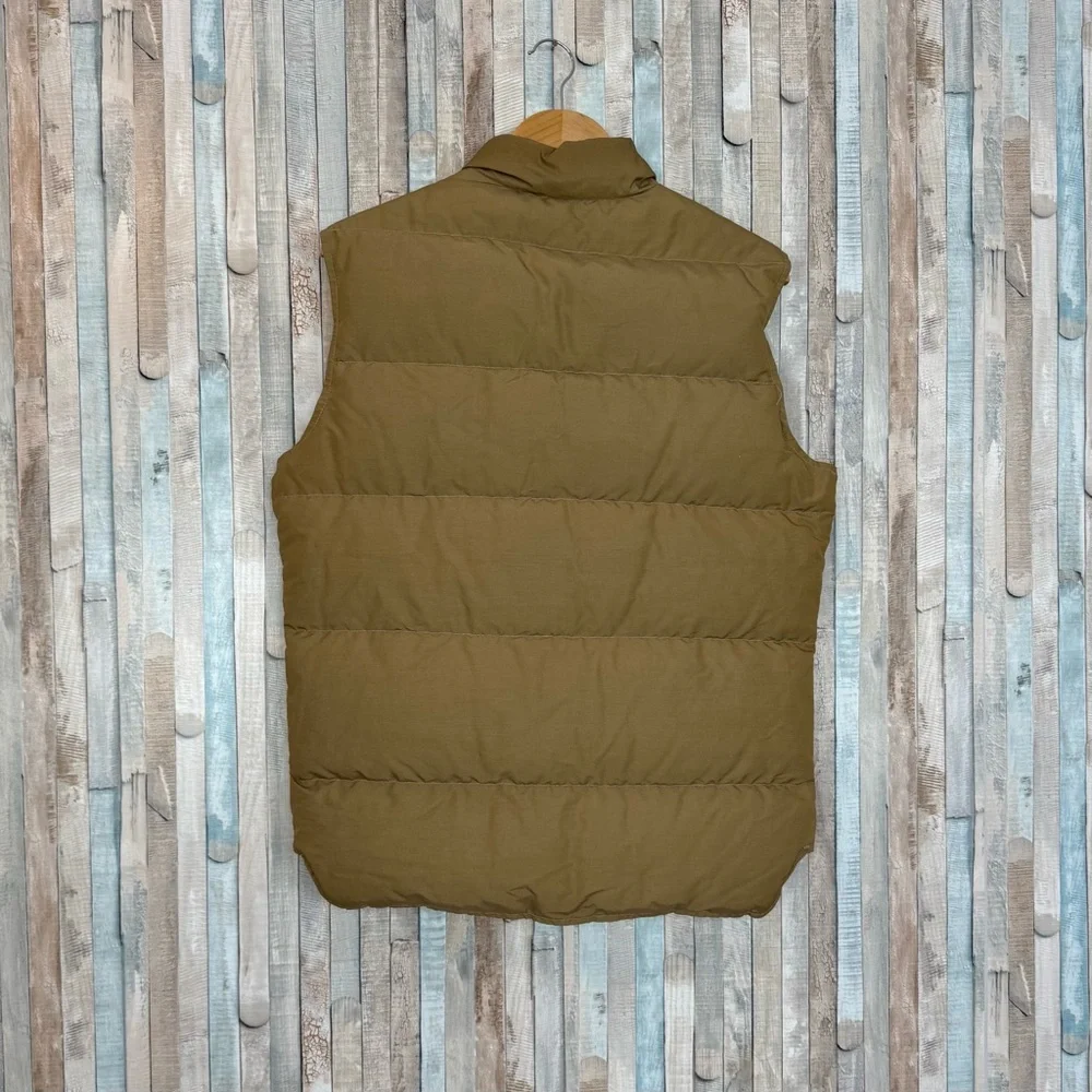 Woolrich M Vintage Down Filled Zip Up Puffer Vest Sleeveless Classic Utility Tan